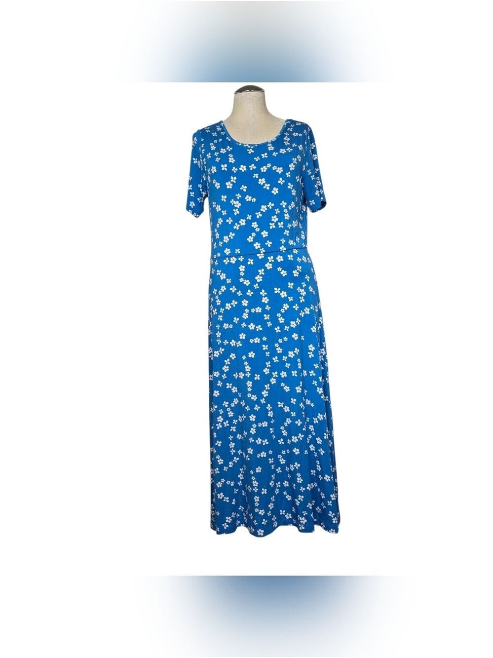 Draper James Floral Maxi Dress Blue White Short Sleeves S